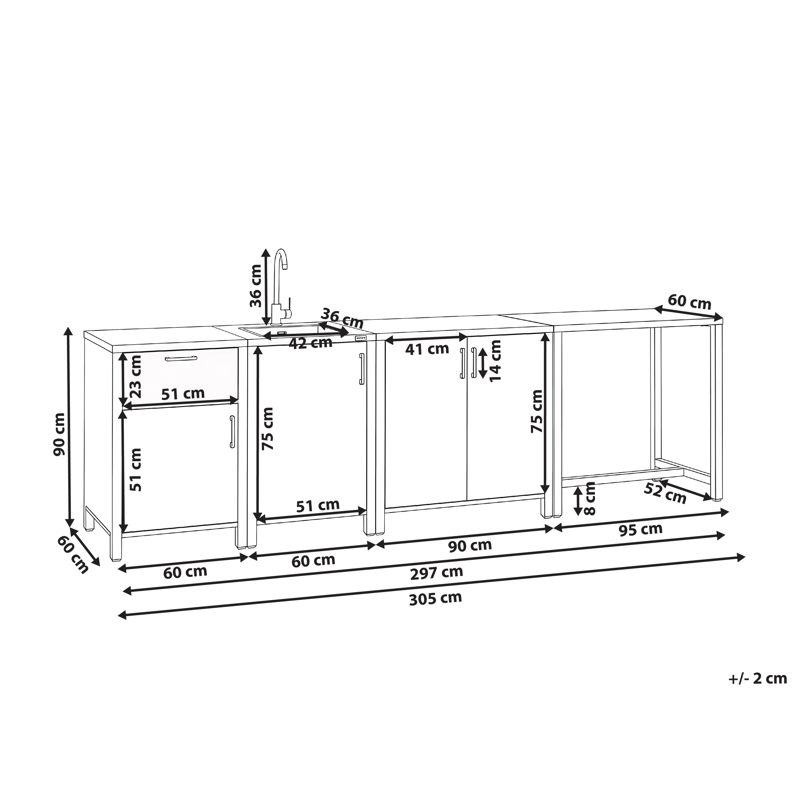 Utekök med Vask Rocha Aluminum - Grå - Trädgård & spabad - Grillar & matlagning utomhus - Utekök - Färdiga utekök