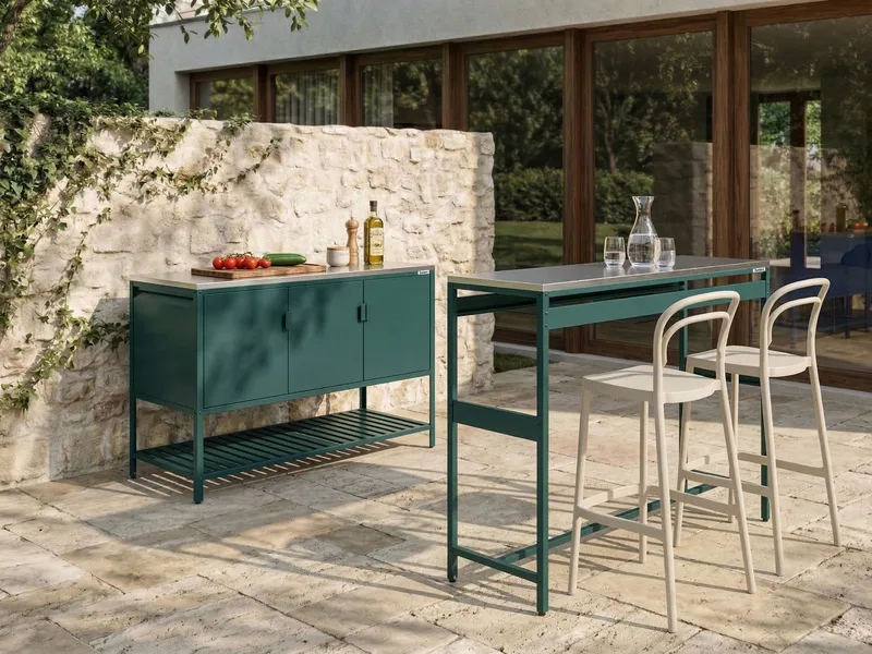 Uteköksset i 2 Delar med Barbord Maenza Stål - Grön/Svart - Trädgård & spabad - Grillar & matlagning utomhus - Utekök - Färdiga utekök