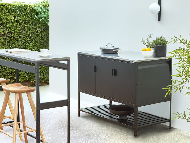 Uteköksset i 2 Delar med Barbord Maenza Stål - Svart/Silver - Trädgård & spabad - Grillar & matlagning utomhus - Utekök - Färdiga utekök