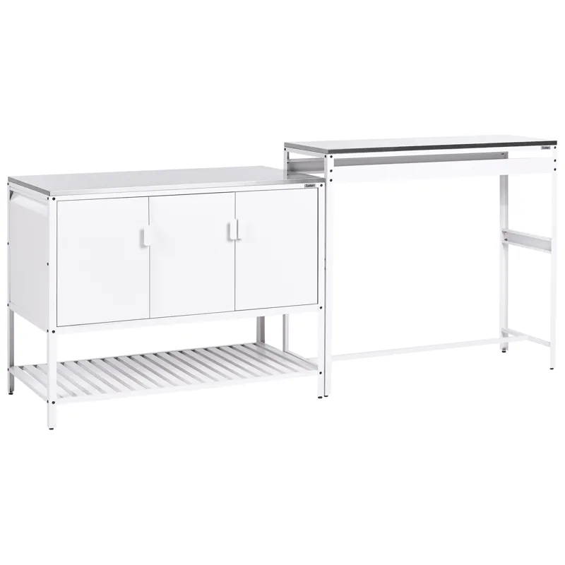 Uteköksset i 2 Delar med Barbord Maenza Stål, Vit/Svart