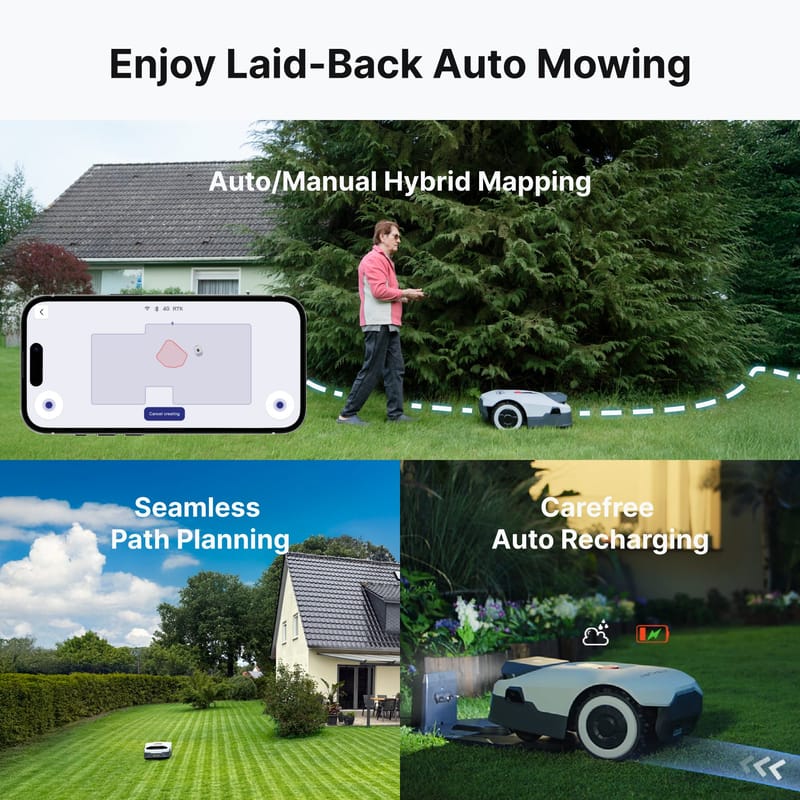 Robotgräsklippare utan slinga 3600m² | Full-Band RTK + 4 AI-kameror | ANTHBOT Genie 3000 - Trädgård & spabad - Trädgårdsmaskiner - Gräsklippare - Robotgräsklippare