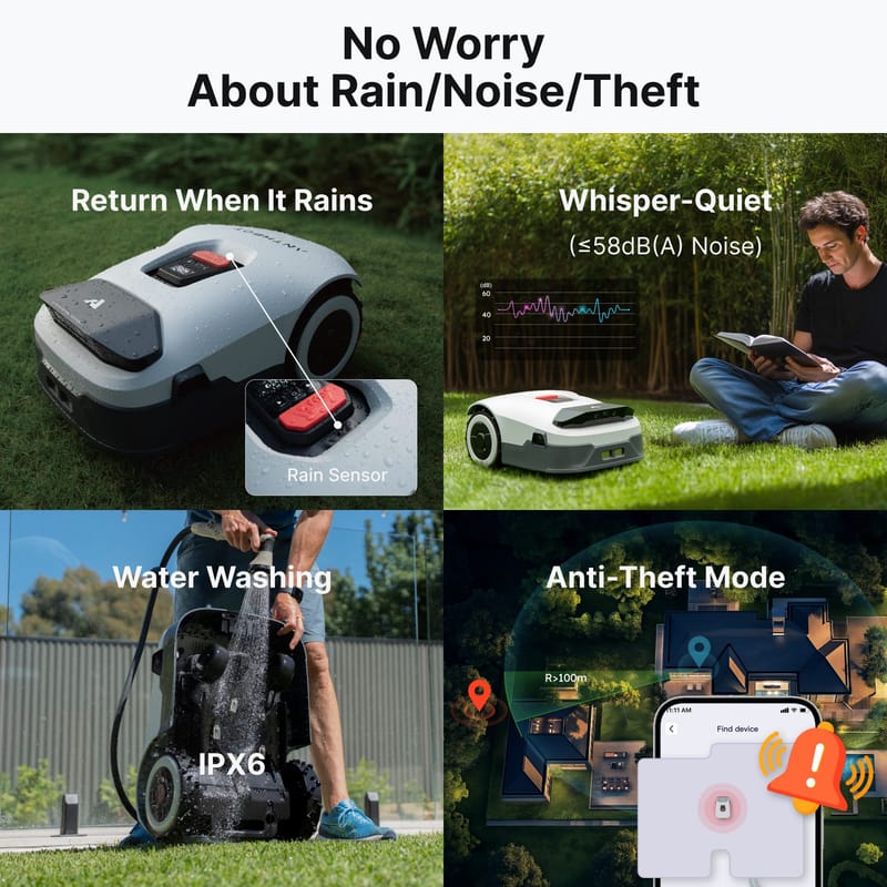 Robotgräsklippare utan slinga 3600m² | Full-Band RTK + 4 AI-kameror | ANTHBOT Genie 3000 - Trädgård & spabad - Trädgårdsmaskiner - Gräsklippare - Robotgräsklippare