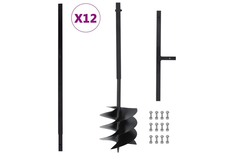 Jordborr med handtag 250 mm med förlängningsrör 12 m stål - Trädgård & spabad - Trädgårdsmaskiner - Jordborr