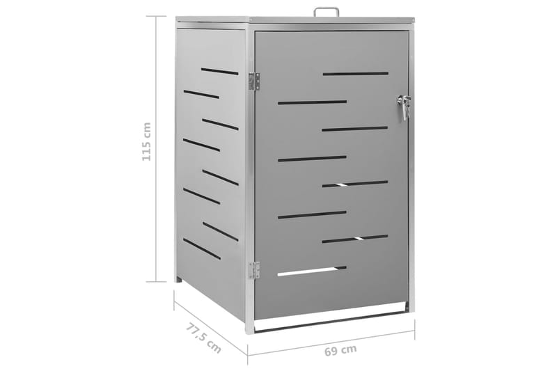 Skjul till ett sopkärl 69x77,5x115 cm rostfritt stål - Grå - Varmkompost & kompostbehållare