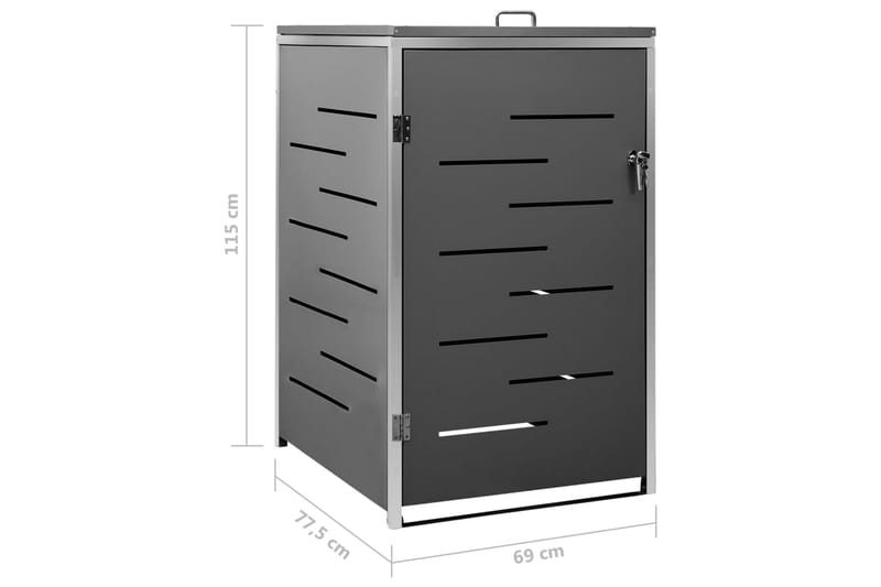 Skjul till ett sopkärl 69x77,5x115 cm rostfritt stål - Antracit - Varmkompost & kompostbehållare