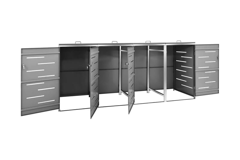 Skjul till fyra sopkärl 276,5x77,5x115,5 cm rostfritt stål - Antracit - Trädgård & spabad - Trädgårdsskötsel - Kompost - Varmkompost & kompostbehållare