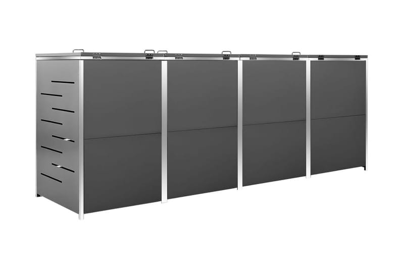 Skjul till fyra sopkärl 276,5x77,5x115,5 cm rostfritt stål - Antracit - Trädgård & spabad - Trädgårdsskötsel - Kompost - Varmkompost & kompostbehållare