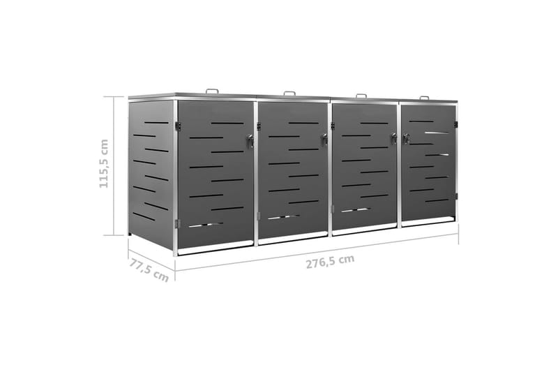Skjul till fyra sopkärl 276,5x77,5x115,5 cm rostfritt stål - Antracit - Trädgård & spabad - Trädgårdsskötsel - Kompost - Varmkompost & kompostbehållare