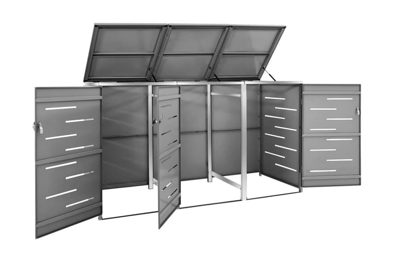 Skjul till tre sopkärl 207x77,5x115 cm rostfritt stål - Antracit - Trädgård & spabad - Trädgårdsskötsel - Kompost - Varmkompost & kompostbehållare