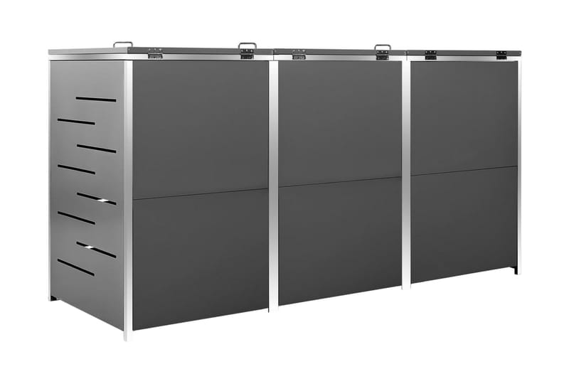 Skjul till tre sopkärl 207x77,5x115 cm rostfritt stål - Antracit - Trädgård & spabad - Trädgårdsskötsel - Kompost - Varmkompost & kompostbehållare