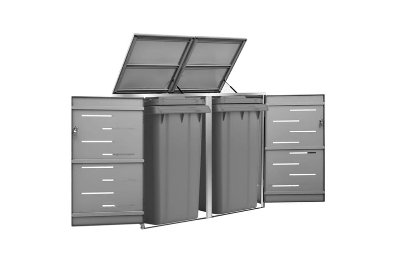 Skjul till två sopkärl 138x77,5x115,5 cm rostfritt stål - Antracit - Trädgård & spabad - Trädgårdsskötsel - Kompost - Varmkompost & kompostbehållare