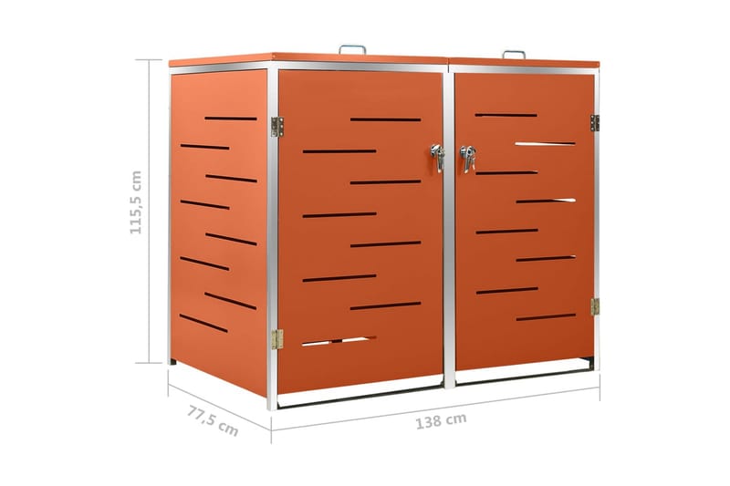 Skjul till två sopkärl 138x77,5x115,5 cm rostfritt stål - Orange - Varmkompost & kompostbehållare