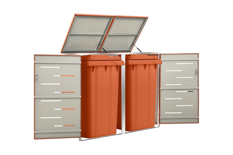 Skjul till två sopkärl 138x77,5x115,5 cm rostfritt stål - Orange - Varmkompost & kompostbehållare