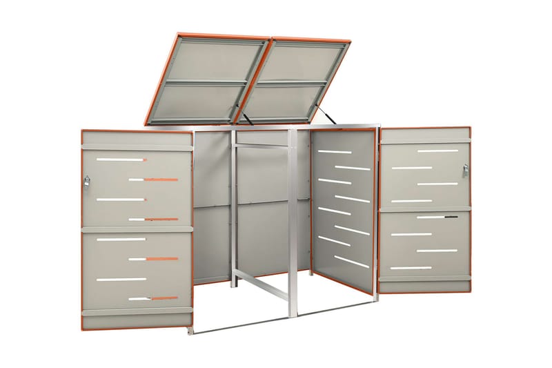 Skjul till två sopkärl 138x77,5x115,5 cm rostfritt stål - Orange - Trädgård & spabad - Trädgårdsskötsel - Kompost - Varmkompost & kompostbehållare