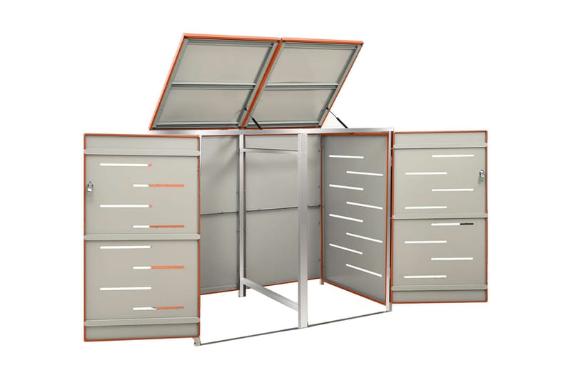 Skjul till två sopkärl 138x77,5x115,5 cm rostfritt stål - Orange - Varmkompost & kompostbehållare