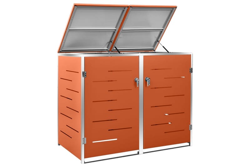 Skjul till två sopkärl 138x77,5x115,5 cm rostfritt stål - Orange - Trädgård & spabad - Trädgårdsskötsel - Kompost - Varmkompost & kompostbehållare