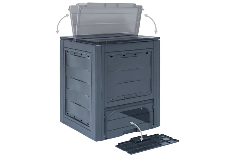 Trädgårdskompost 3 st grå 60x60x73 cm 780 L - Grå - Trädgård & spabad - Trädgårdsskötsel - Kompost - Varmkompost & kompostbehållare