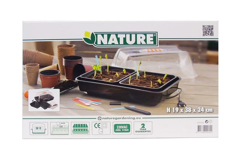Nature Miniväxthus med värme 38x24x19 cm - Transparent - Groddbox - Pluggbox