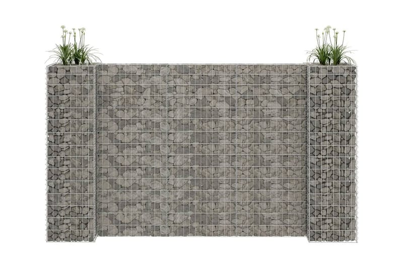 Planteringsgabion H-formad stål 260x40x150 cm - Silver - Trädgård & spabad - Trädgårdsskötsel - Odling - Planteringskärl & blomkruka - Blomhylla & blomstativ