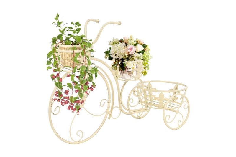 Växtställ cykel vintage stil metall - Vit - Blomhylla & blomstativ