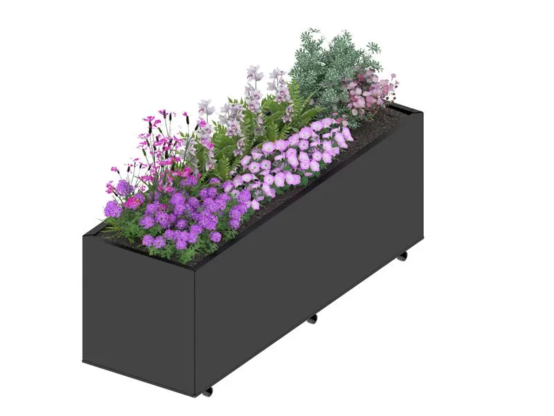 Blomlåda i stål | 120x40x60 cm | Svart | För utomhusbruk - Trädgård & spabad - Trädgårdsskötsel - Odling - Planteringskärl & blomkruka - Blomlåda