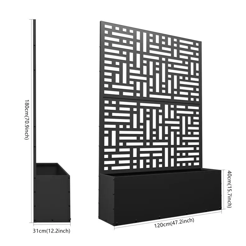 Blomlåda med spalje | 120x180cm | Stål | Svart - Trädgård & spabad - Trädgårdsskötsel - Odling - Planteringskärl & blomkruka - Blomlåda