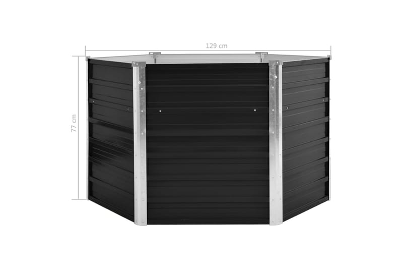 Odlingslåda upphöjd antracit 129x129x77 cm galvaniserat stål - Grå - Trädgård & spabad - Trädgårdsskötsel - Odling - Planteringskärl & blomkruka - Blomlåda