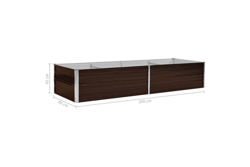 Odlingslåda upphöjd brun 240x80x45 cm galvaniserat stål - Brun - Trädgård & spabad - Trädgårdsskötsel - Odling - Planteringskärl & blomkruka - Blomlåda