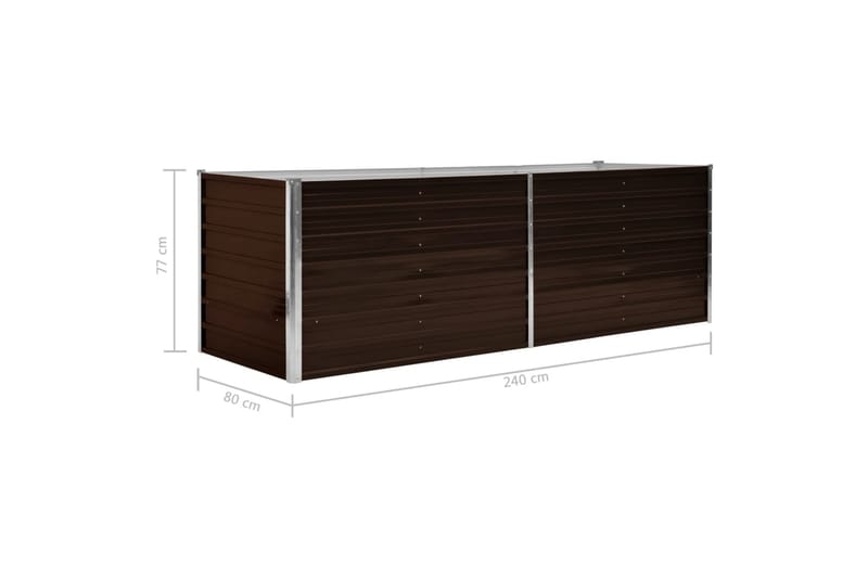 Odlingslåda upphöjd brun 240x80x77 cm galvaniserat stål - Brun - Trädgård & spabad - Trädgårdsskötsel - Odling - Planteringskärl & blomkruka - Blomlåda