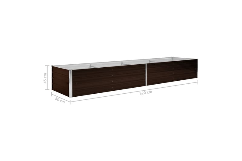 Odlingslåda upphöjd brun 320x80x45 cm galvaniserat stål - Brun - Trädgård & spabad - Trädgårdsskötsel - Odling - Planteringskärl & blomkruka - Blomlåda