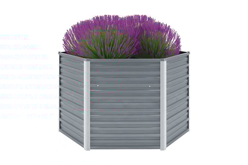 Odlingslåda upphöjd galvaniserat stål 129x129x77 cm grå - Grå - Trädgård & spabad - Trädgårdsskötsel - Odling - Planteringskärl & blomkruka - Blomlåda