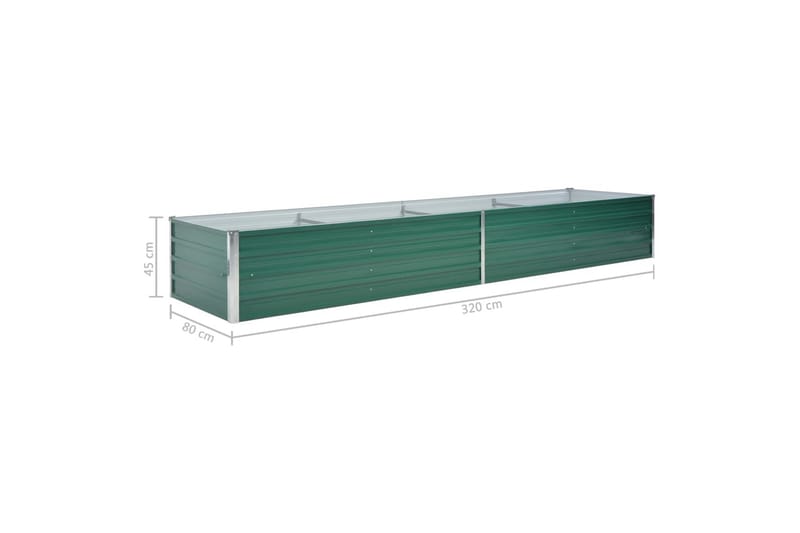 Odlingslåda upphöjd galvaniserat stål 320x80x45 cm grön - Grön - Trädgård & spabad - Trädgårdsskötsel - Odling - Planteringskärl & blomkruka - Blomlåda