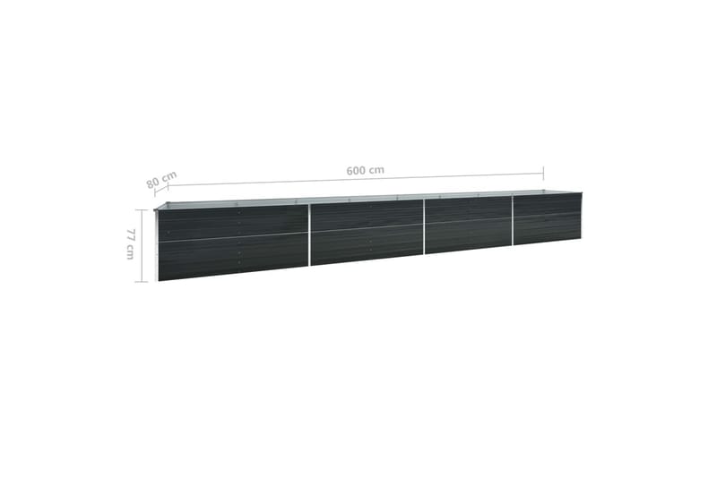 Odlingslåda upphöjd galvaniserat stål 600x80x77 cm antracit - Grå - Trädgård & spabad - Trädgårdsskötsel - Odling - Planteringskärl & blomkruka - Blomlåda