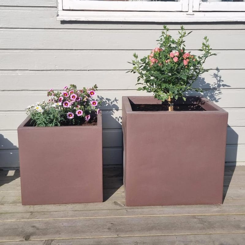 Fiberarmerade utekrukor | Fyrkantiga | 2-pack | Mörkbrun - Trädgård & spabad - Trädgårdsskötsel - Odling - Planteringskärl & blomkruka - Stor blomkruka