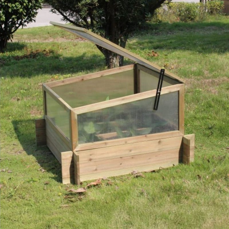 Mini växthuslåda 98×98×62,5 cm | För förodling & odling utomhus | Trä, undefined
