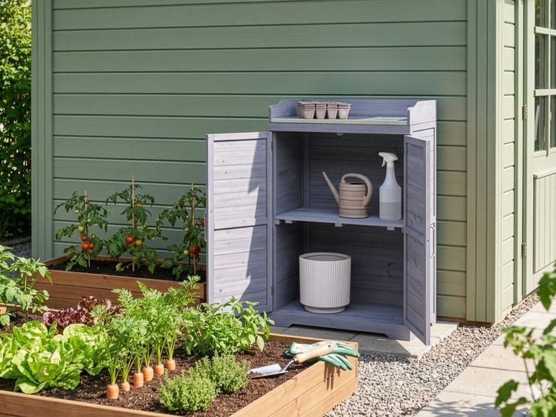 Planteringsbänk Tereville Granträ 45x67 cm - Grå/Vit - Trädgård & spabad - Trädgårdsskötsel - Odling - Planteringskärl & blomkruka - Odlingsbänk