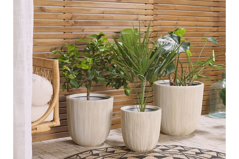 Kruka 44 x 44 x 48 cm beige CHIOS - Beige - Trädgård & spabad - Trädgårdsskötsel - Odling - Planteringskärl & blomkruka - Stor blomkruka