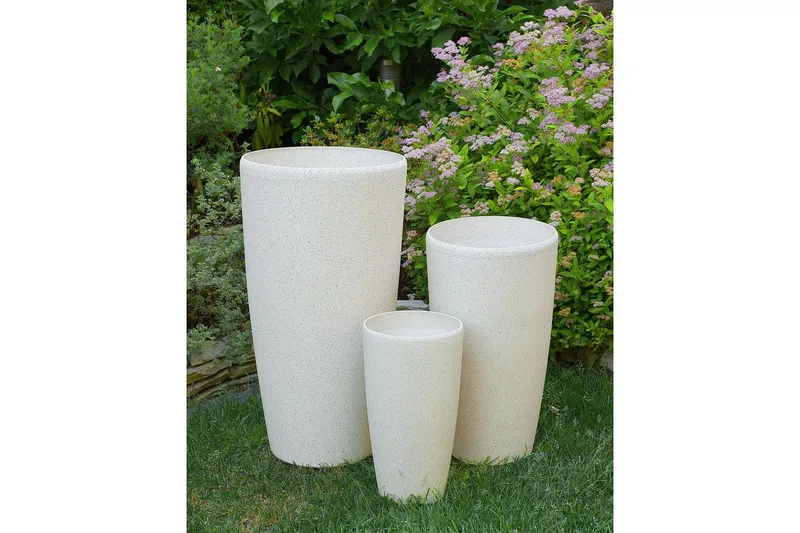 Trädgårdskruka Abdera set om 2 Beige, 23x23x42 cm - Beige, 23x23x42 cm - Trädgård & spabad - Trädgårdsskötsel - Odling - Planteringskärl & blomkruka - Stor blomkruka