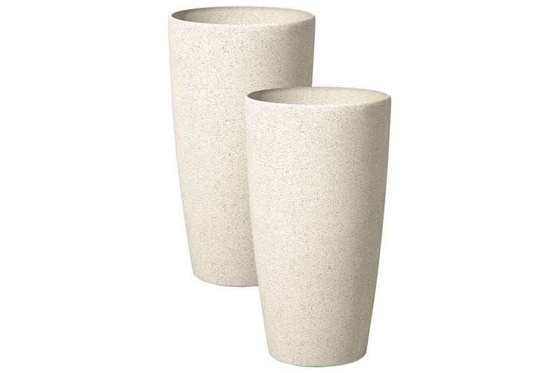 Trädgårdskruka Abdera set om 2 Beige, 31x31x58 cm - Beige, 31x31x58 cm - Trädgård & spabad - Trädgårdsskötsel - Odling - Planteringskärl & blomkruka - Stor blomkruka