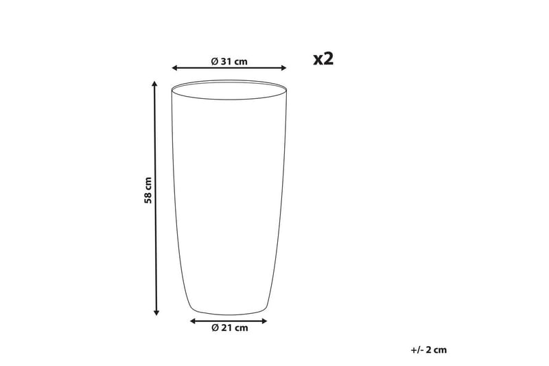 Trädgårdskruka Abdera set om 2 Beige, 31x31x58 cm - Beige, 31x31x58 cm - Trädgård & spabad - Trädgårdsskötsel - Odling - Planteringskärl & blomkruka - Stor blomkruka