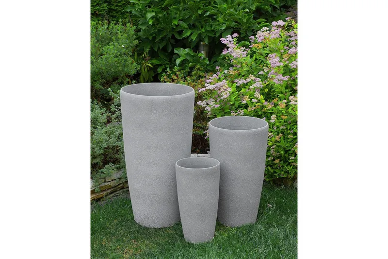 Trädgårdskruka Abdera set om 2 Grå, 23x23x42 cm - Grå, 23x23x42 cm - Trädgård & spabad - Trädgårdsskötsel - Odling - Planteringskärl & blomkruka - Stor blomkruka