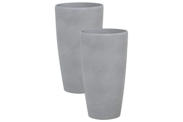 Trädgårdskruka Abdera set om 2 Grå, 31x31x58 cm - Grå, 31x31x58 cm - Trädgård & spabad - Trädgårdsskötsel - Odling - Planteringskärl & blomkruka - Stor blomkruka