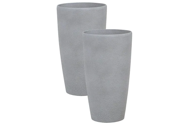 Trädgårdskruka Abdera set om 2 Grå, 31x31x58 cm, Grå, 31x31x58 cm