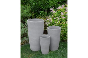 Trädgårdskruka Abdera set om 2 Grå, 31x31x58 cm - Grå, 31x31x58 cm - Trädgård & spabad - Trädgårdsskötsel - Odling - Planteringskärl & blomkruka - Stor blomkruka
