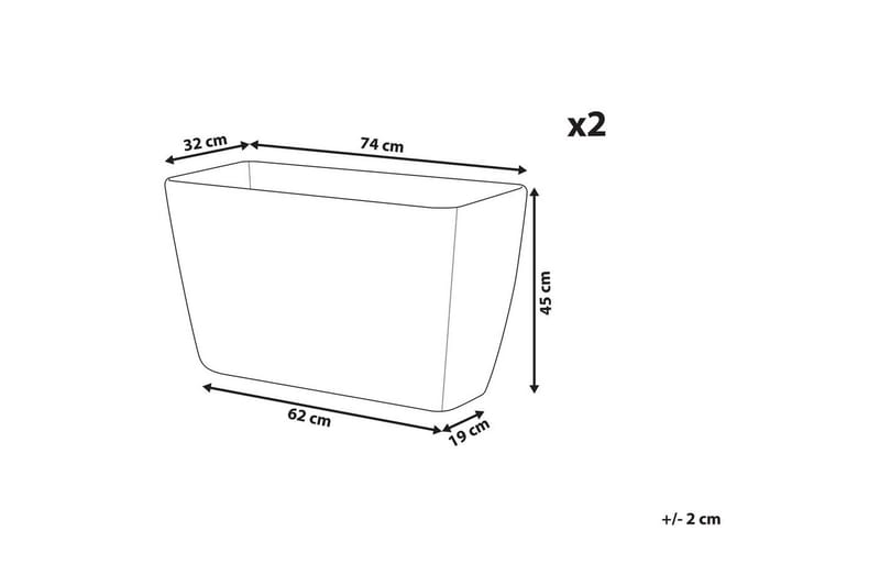 Trädgårdskruka Baris set om 2 Beige, 74x32x45 cm - Beige, 74x32x45 cm - Trädgård & spabad - Trädgårdsskötsel - Odling - Planteringskärl & blomkruka - Stor blomkruka