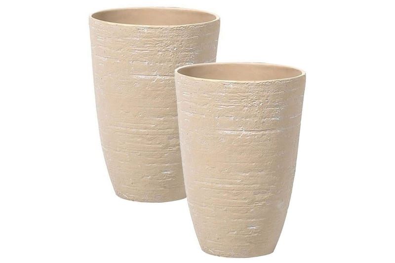 Trädgårdskruka Camia set om 2 Beige, 35x35x50 cm - Beige, 35x35x50 cm - Trädgård & spabad - Trädgårdsskötsel - Odling - Planteringskärl & blomkruka - Stor blomkruka