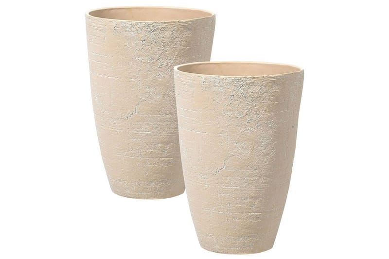 Trädgårdskruka Camia set om 2 Beige, 43x43x60 cm - Beige, 43x43x60 cm - Trädgård & spabad - Trädgårdsskötsel - Odling - Planteringskärl & blomkruka - Stor blomkruka