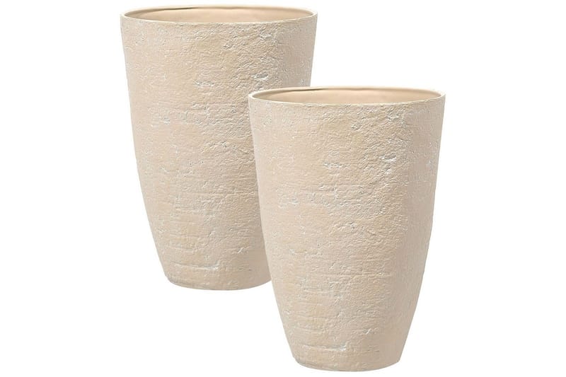Trädgårdskruka Camia set om 2 Beige, 51x51x71 cm - Beige, 51x51x71 cm - Trädgård & spabad - Trädgårdsskötsel - Odling - Planteringskärl & blomkruka - Stor blomkruka