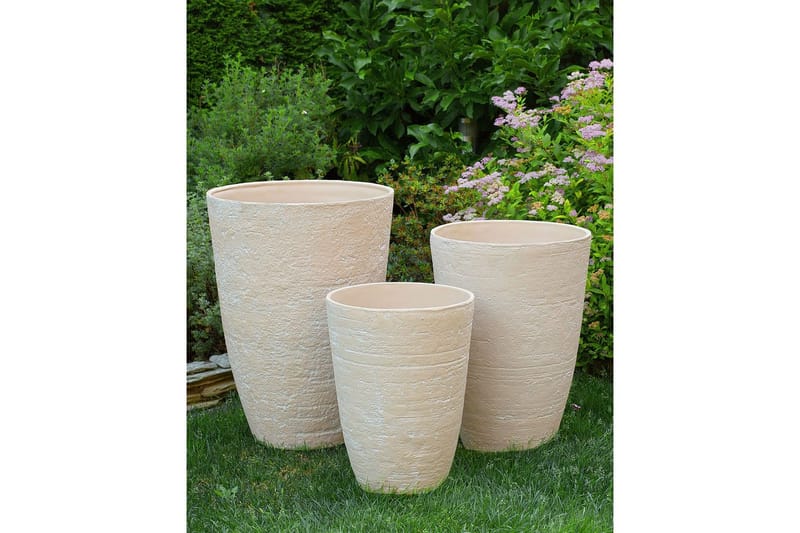 Trädgårdskruka Camia set om 2 Beige, 51x51x71 cm - Beige, 51x51x71 cm - Trädgård & spabad - Trädgårdsskötsel - Odling - Planteringskärl & blomkruka - Stor blomkruka