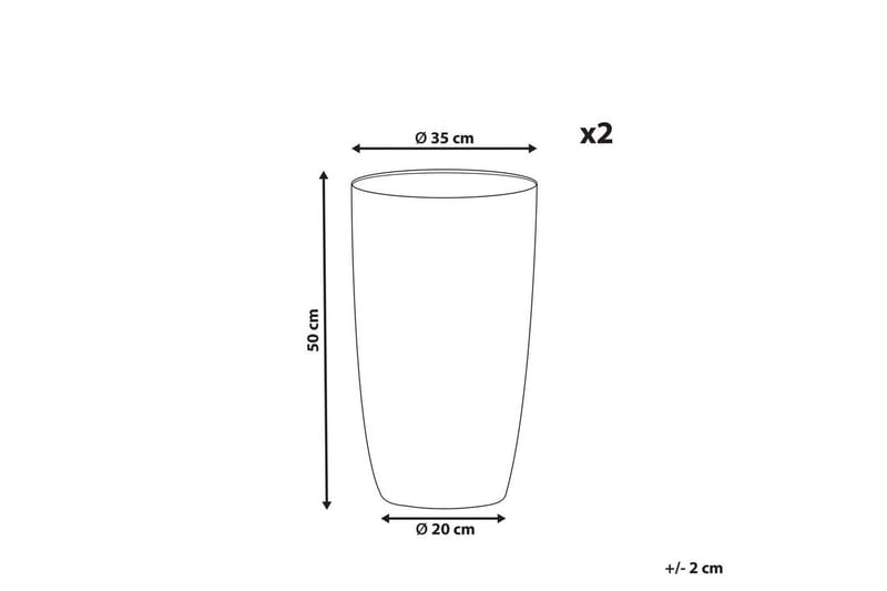 Trädgårdskruka Camia set om 2 Grå, 35x35x50 cm - Grå, 35x35x50 cm - Trädgård & spabad - Trädgårdsskötsel - Odling - Planteringskärl & blomkruka - Stor blomkruka